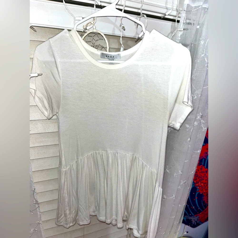 Gaze Plain white long dressy shirt size: XS